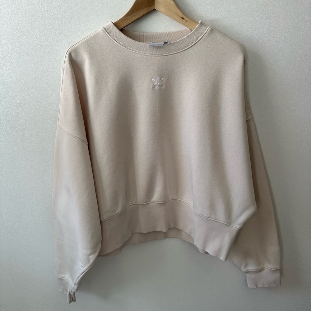 Adidas Cream Sweatshirt drop shoulder beige Crewneck